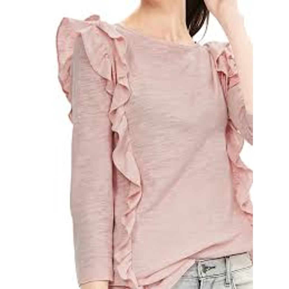 Banana Republic Ruffle Top Long Sleeve XL Pink